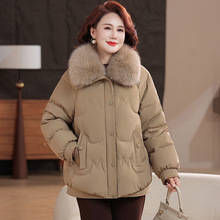 妈妈羽绒服女中长款2025新款中老年90白鸭绒冬装加厚棉衣洋气外套