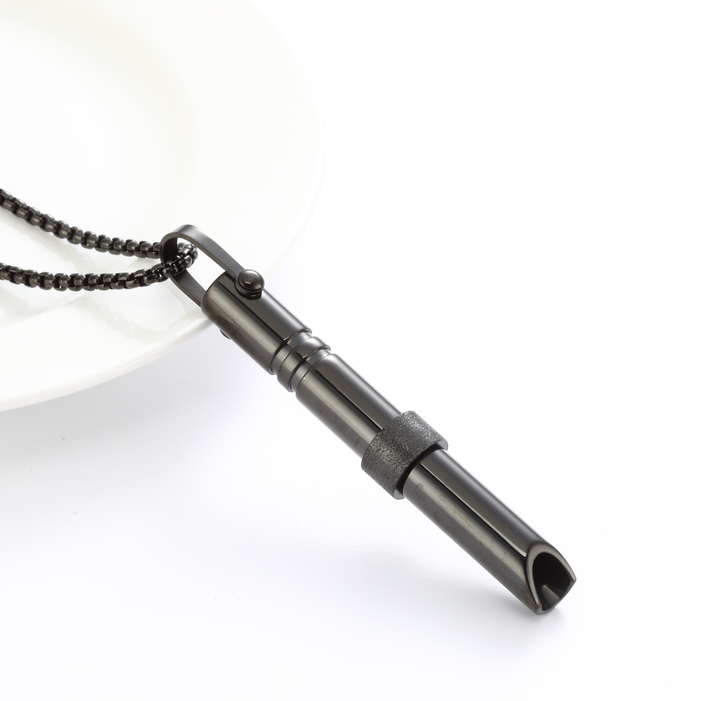 Amazon Meditación Silbato Accesorios de acero de titanio Pensamiento recto Collar Collar Ajustando la respiración Presión lenta Anillo de tubo redondo Joyas