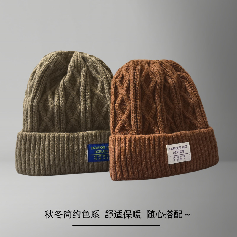 秋冬季保暖护耳针织帽加绒加厚防寒毛线帽子男女同款字母韩版冷帽|undefined