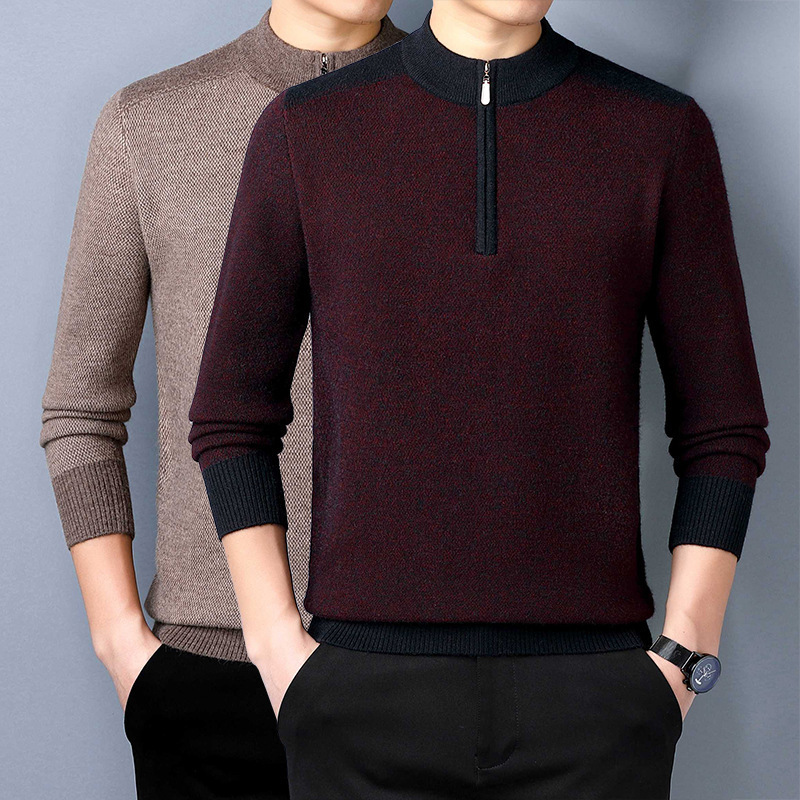 High-end Men's Thickened Warm Wool Sweater 2024 Autumn and Winter New Style Vertical Collar Wool Sweater Pullover Base for Men High-end Men's Thickened Warm Wool Sweater 2024 Autumn and Winter New Style Vertical Collar Wool Sweater Pullover Base for Men
