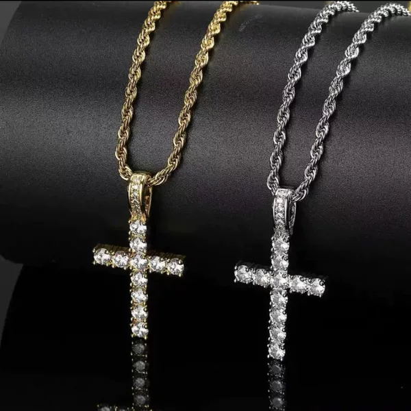 Cross-border foreign trade European and American hip-hop jewelry full-diamond solid small size cross pendant fashion trendy personality necklace