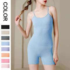 New European and American Seamless Sports Bodysuit Yoga Clothes Summer Tight Strappy Shorts Fitness Clothes Slimming One-piece Suit