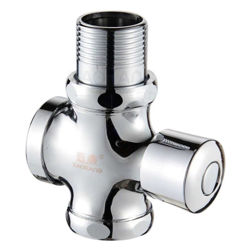 Полностью медный сливной клапан, четырехходовой сливной клапан, отжатый вручную, общественный Туалет, самозакрывающийся клапан табурета с задержкой, переключатель унитаза