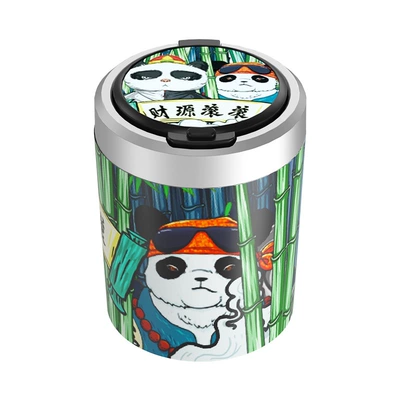 Trendy Chinese-Style Car Ashtray Tiktok Same Model Multifunctional Creative Personalized Car Interior Ashtray with Lid for Men with Light (Car ashtray) - wealth-is-rolling-in-stainless-steel-liner