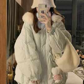 韩版女装羽绒棉服冬季2025年新款保暖连帽大毛领面包服外套上衣潮
