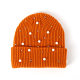 Solid color warm Pearl hat autumn and winter fashion Joker pullover knitted hat rivet trend women's wool hat wholesale