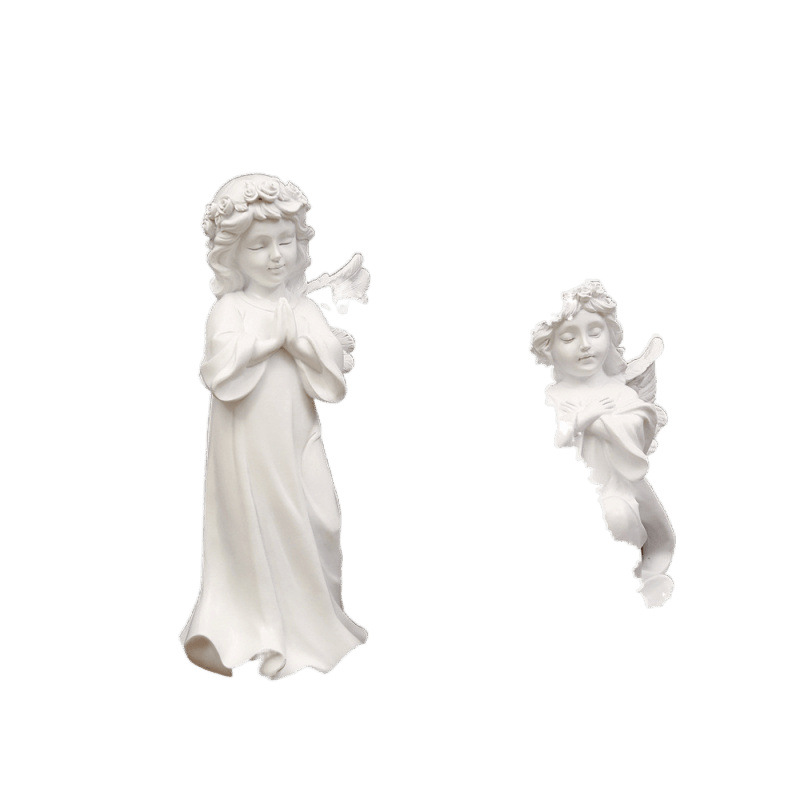 Adornos de ángel retro de estilo europeo, decoración de mesa de niña angelito de plástico de resina americana