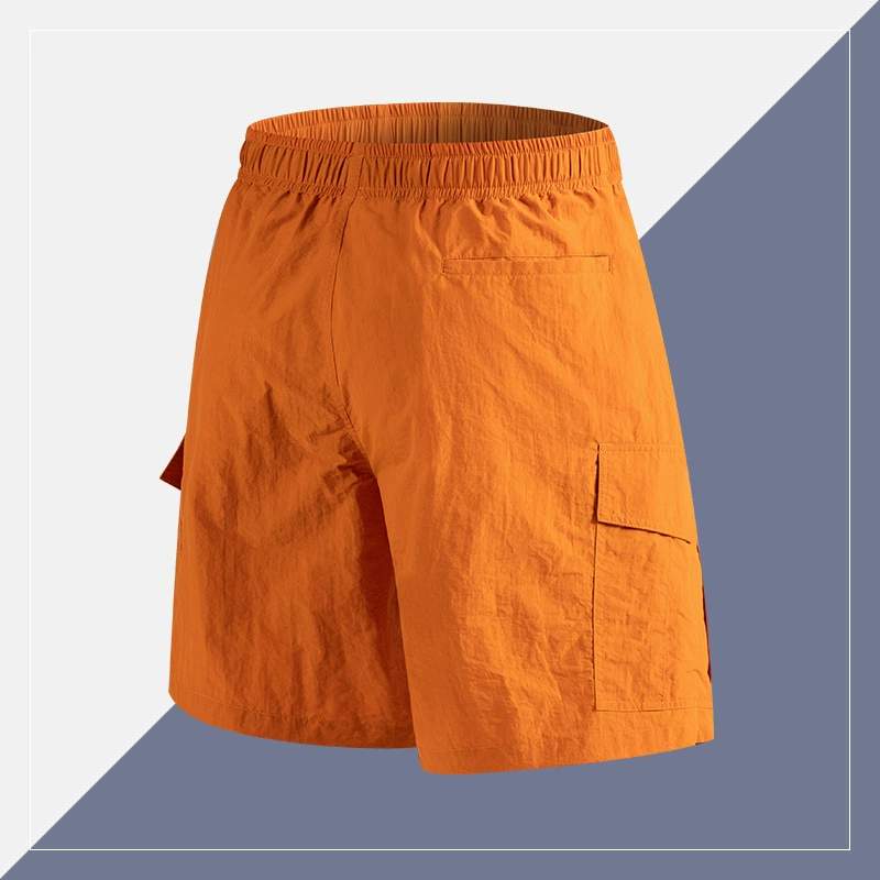 Уличные мужские нейлоновые шорты из ледяного шелка, рабочая одежда в гонконгском стиле, летние быстросохнущие повседневные спортивные шорты с несколькими карманами, которые можно открывать двумя способами