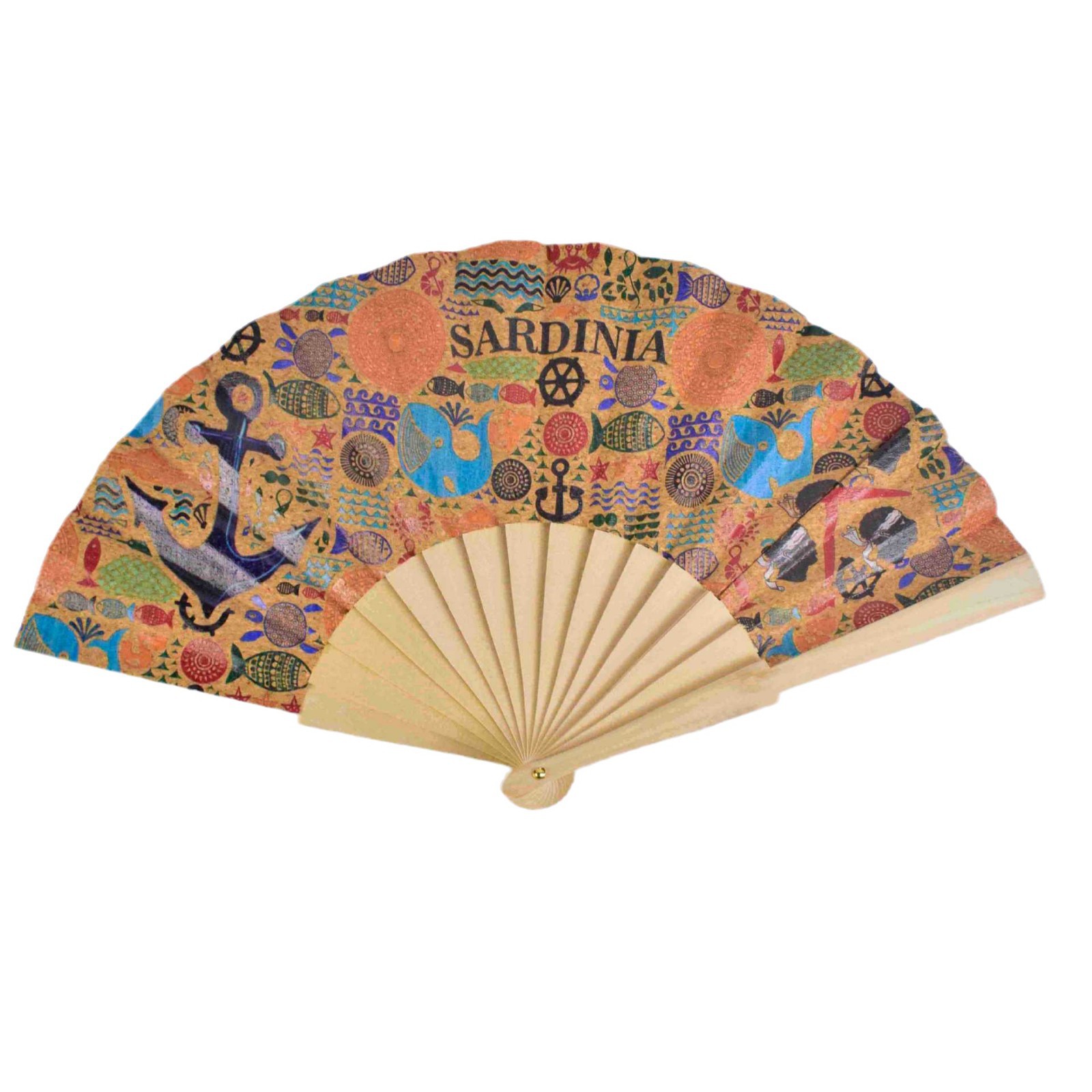 Mayorista 16 materiales ecológicos de corcho, ventilador de madera español hecho a mano, hermoso ventilador de regalo de baile fácil de abrir y cerrar