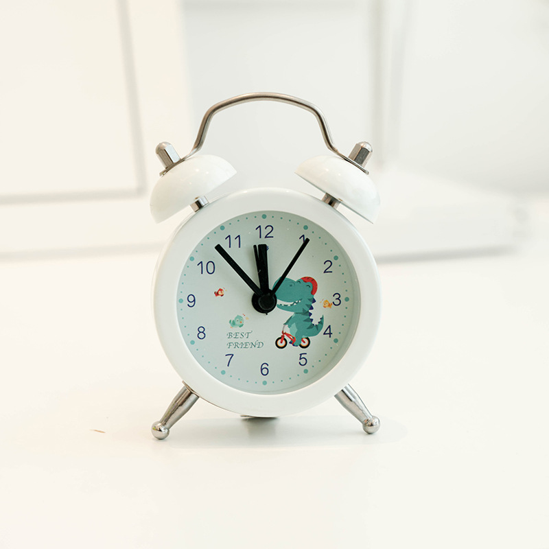 Directo de fábrica estilo Coreano de metal simple mini reloj despertador estudiante color caramelo pequeño dinosaurio lindo Reloj portátil