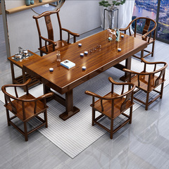 Solid wood large board tea table and chair combination simple kung fu tea table living room home tea table tea set set all in one table