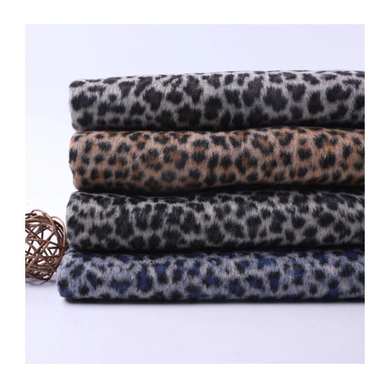 Autumn and Winter Smooth Leopard Print Jacquard Woolen Fabric Women's Coat Shoes and Hats Pillow Fabric