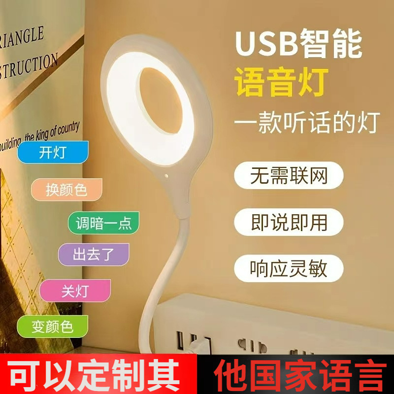usb voice-controlled night light lamp desk lamp induction lamp night light household integrated bedside lamp led colorful atmosphere lamp