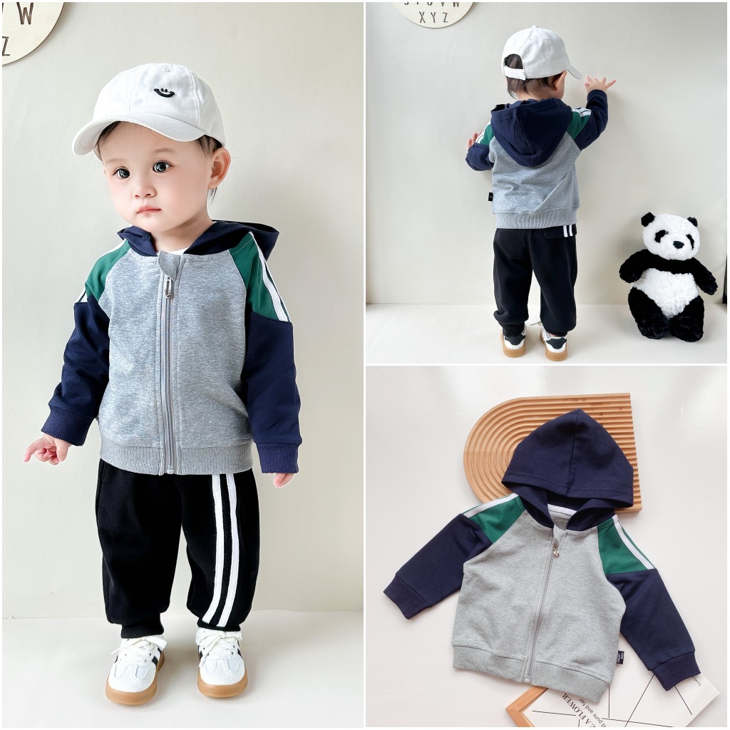 Baby and children's clothing baby spring and autumn new hooded jacket boy's top zipper shirt pure casual children's cardigan jacket