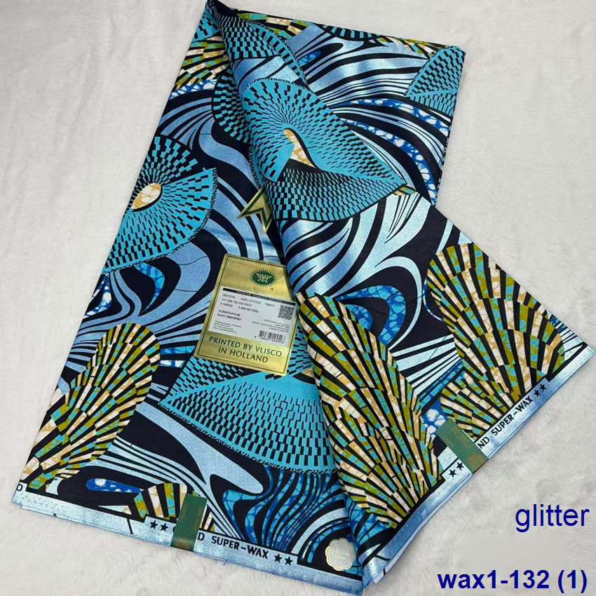棉质非洲印度ankara印蜡染布 外贸金粉wax服装布料批发非洲蜡染布