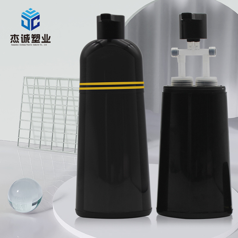 500ml黑塑料瓶染发膏瓶洗发水瓶黑油染发剂瓶双管按压瓶泵头