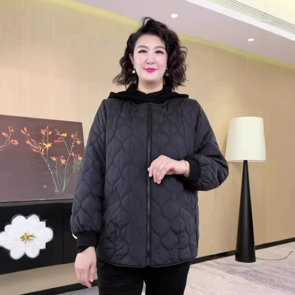 2024 осень и зима новая утолщеная хлопчатобумажная одежда теплый большой размер свободный толстый MM носить стильный пальто с рукавами мама средних лет