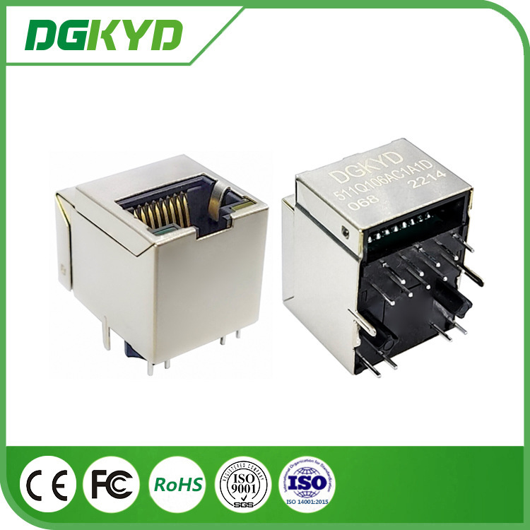 180 ° network interface RJ45 single port 10P8C connector Gigabit Ethernet filter with Shield 180 ° network interface RJ45 single port 10P8C connector Gigabit Ethernet filter with Shield