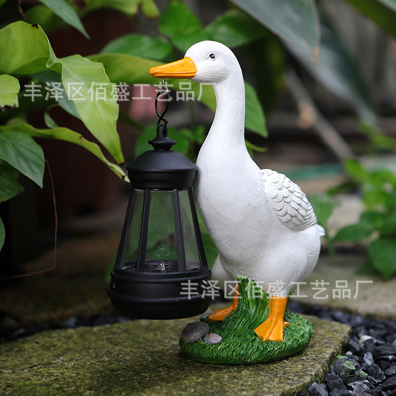 国境を越えた花園の装飾動物提灯白アヒル樹脂の装飾品庭園の装飾