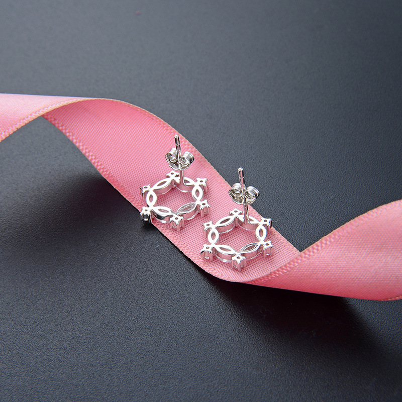 Nuevos productos transfronterizos simples pequeños pendientes frescos hexagramas coreanos s925 agujas de plata pernos de piedra de silicio mujeres al por mayor