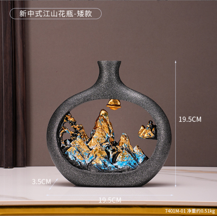 7401M-01-New Chinese style Jiangshan vase-short style