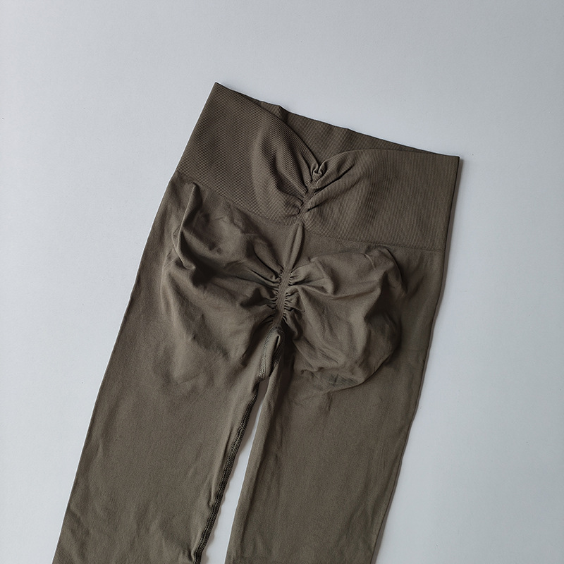 Nuevos pantalones de gimnasio elásticos de mujer desnudos apretados de cintura alta de miel de melocotón para correr pantalones deportivos de yoga