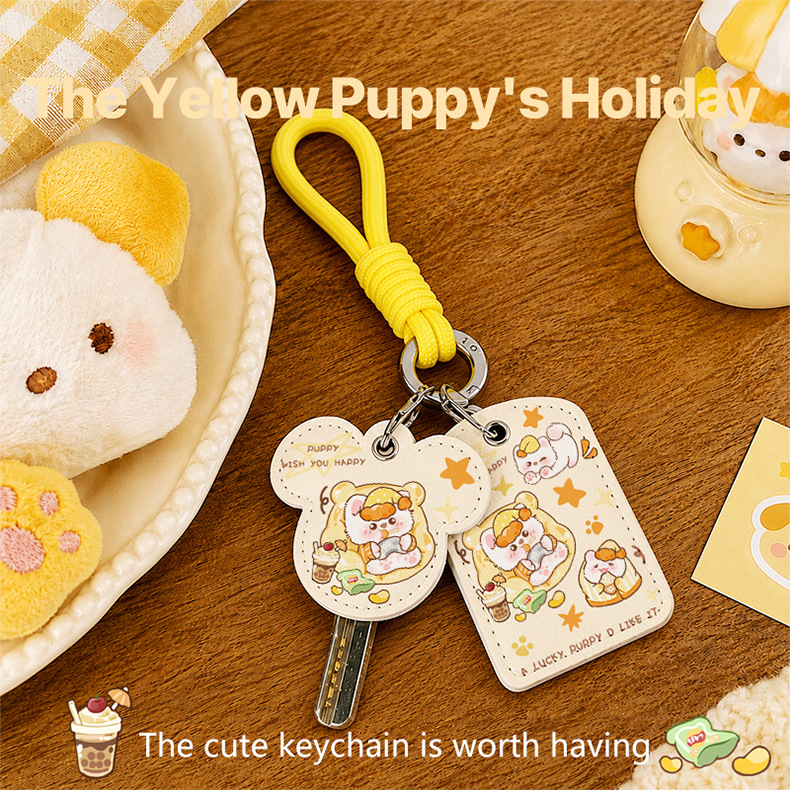 Cartoon Cute Electric Vehicle Key Cover NFC Access Card Protective Case Universal Touch-Sensitive Leather Case for Bus Card