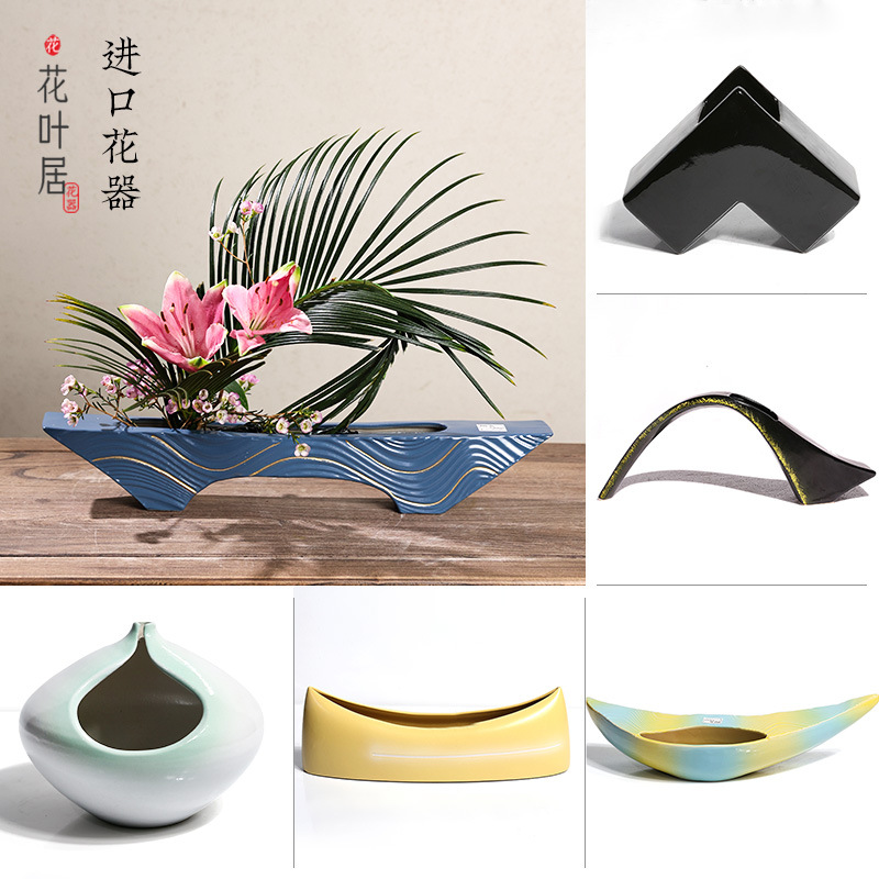 Japan imported flower ware Japanese -style art flower tract flower arrangement utensils, small original flow ceramic decoration pond pound vase alien type