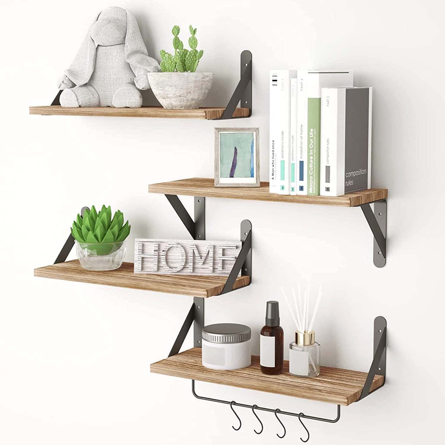 customized wooden  Floating Ledge Shelf Towel rack Tung wood wall hanging one word Shelf Float