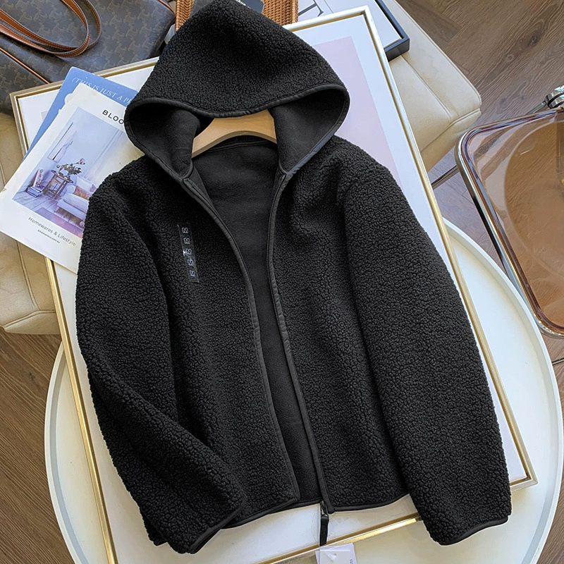 Quality warm velvet jacket with hood