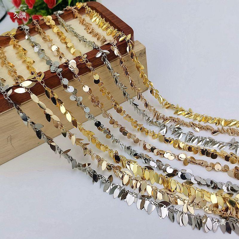 批发材料多层叶子组合铜链条链耳耳钉配件流苏镀制作饰品手工