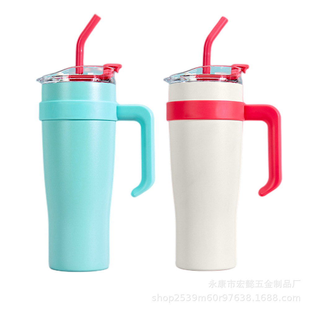 Tiktok Venta caliente gigante 40oz ventosa taza de paja de alto aspecto taza de café taza de agua de aislamiento frío de gran capacidad