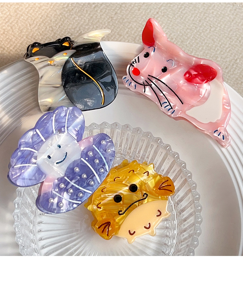 All Seasons Season Women's Gender Cute Women's Animal Puffer Fish Black Fox Acetic Acid Sheets Hair Claws