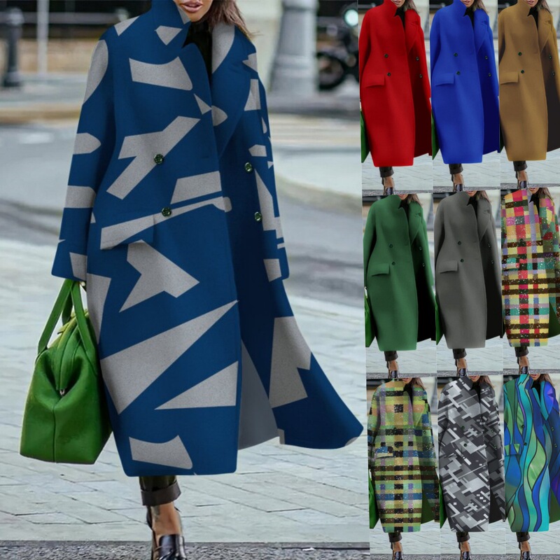 Amazon Cross-border Foreign Trade Europe and America Explosions Loose Winter and Autumn Women's Woolen Jacket Warm Commuting Elegant Coat