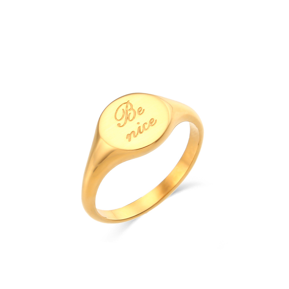 Fashion New Electroplated 18k Lettering Women Wholesale Stainless Steel Ring display picture 2