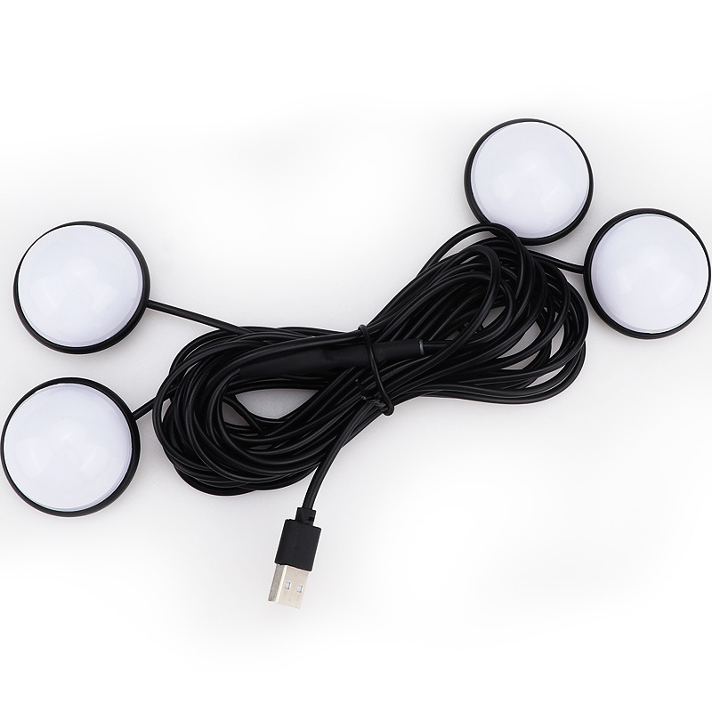 Lámpara de techo del coche LED lámpara de techo de decoración del coche uno para cuatro coches USB cableado libre de iluminación modificación de la lámpara transfronteriza