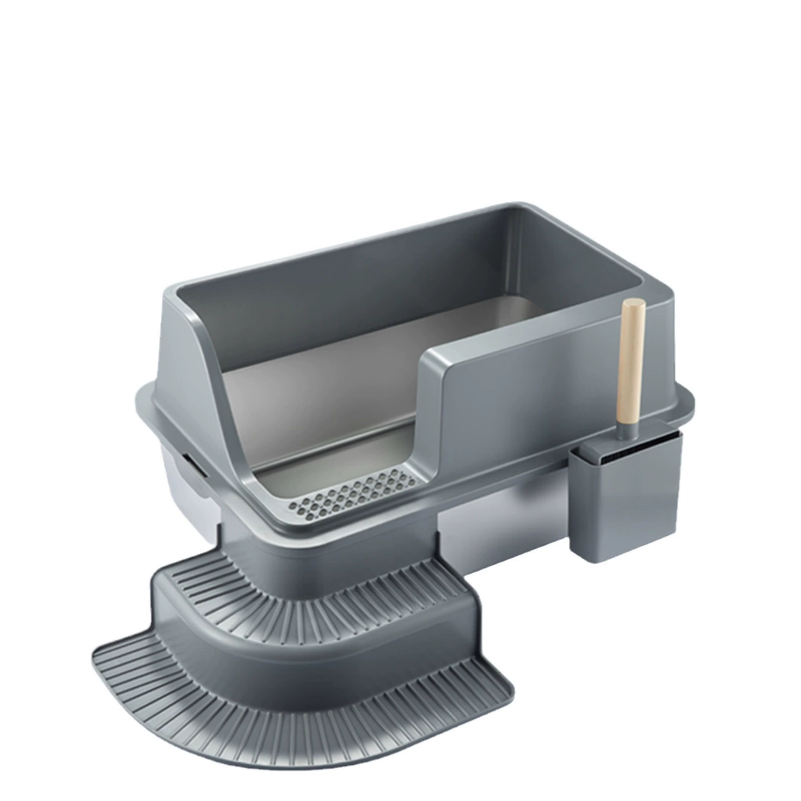 Нержавеющая сталь кошачий песочница большой емкости 20L лестница модель анти-брызг полузакрытая утолщение трансграничная горячая продажа