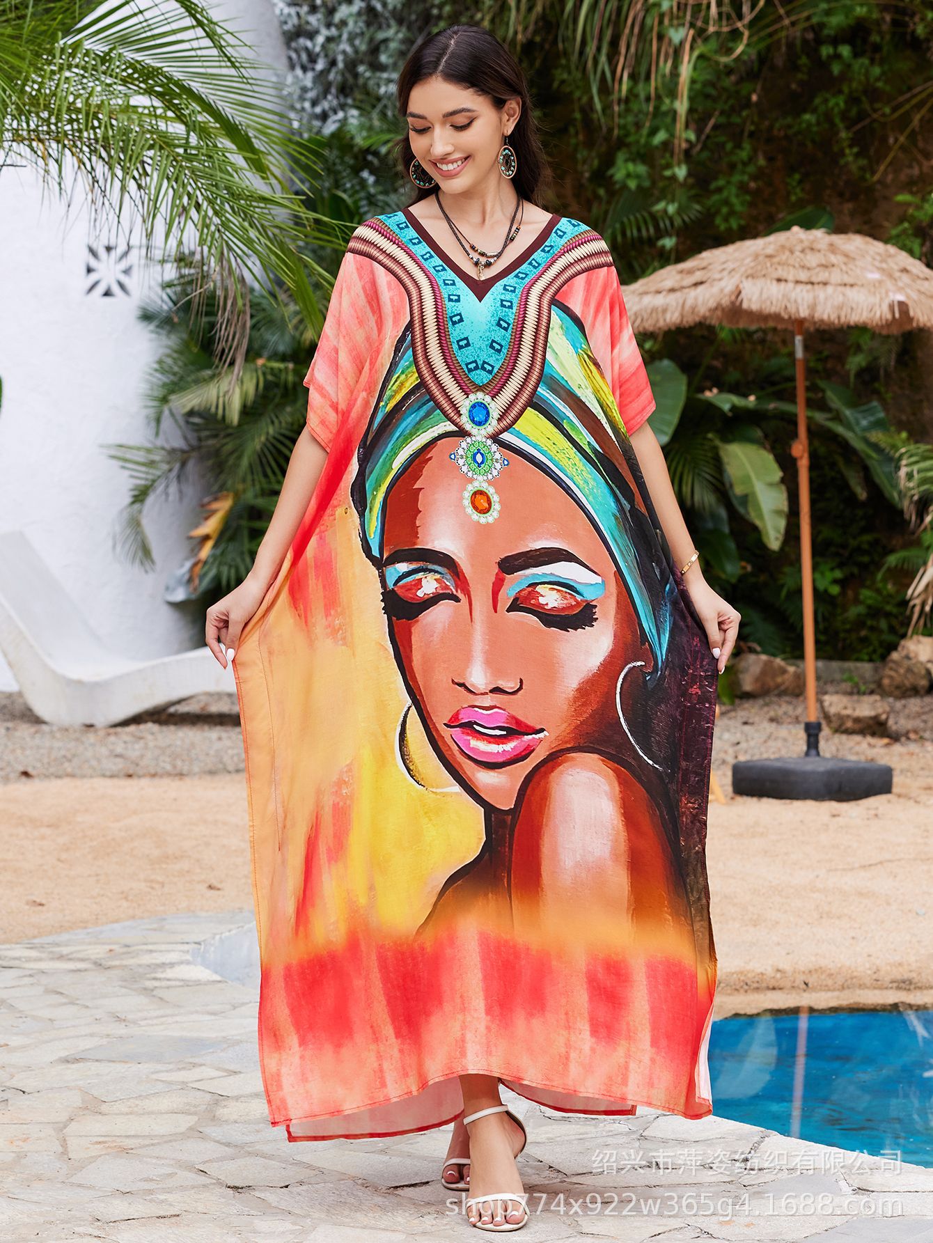 2025 nuevo algodón impresa camisa de playa vestido de vacaciones suelto bikini camisa trajes de baño mujeres AT612