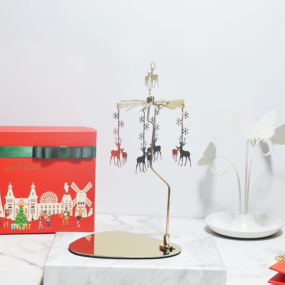 INS Amazon fuente Navidad aromaterapia Acero inoxidable doles triángulo redondo bandeja giratoria candelabro linterna