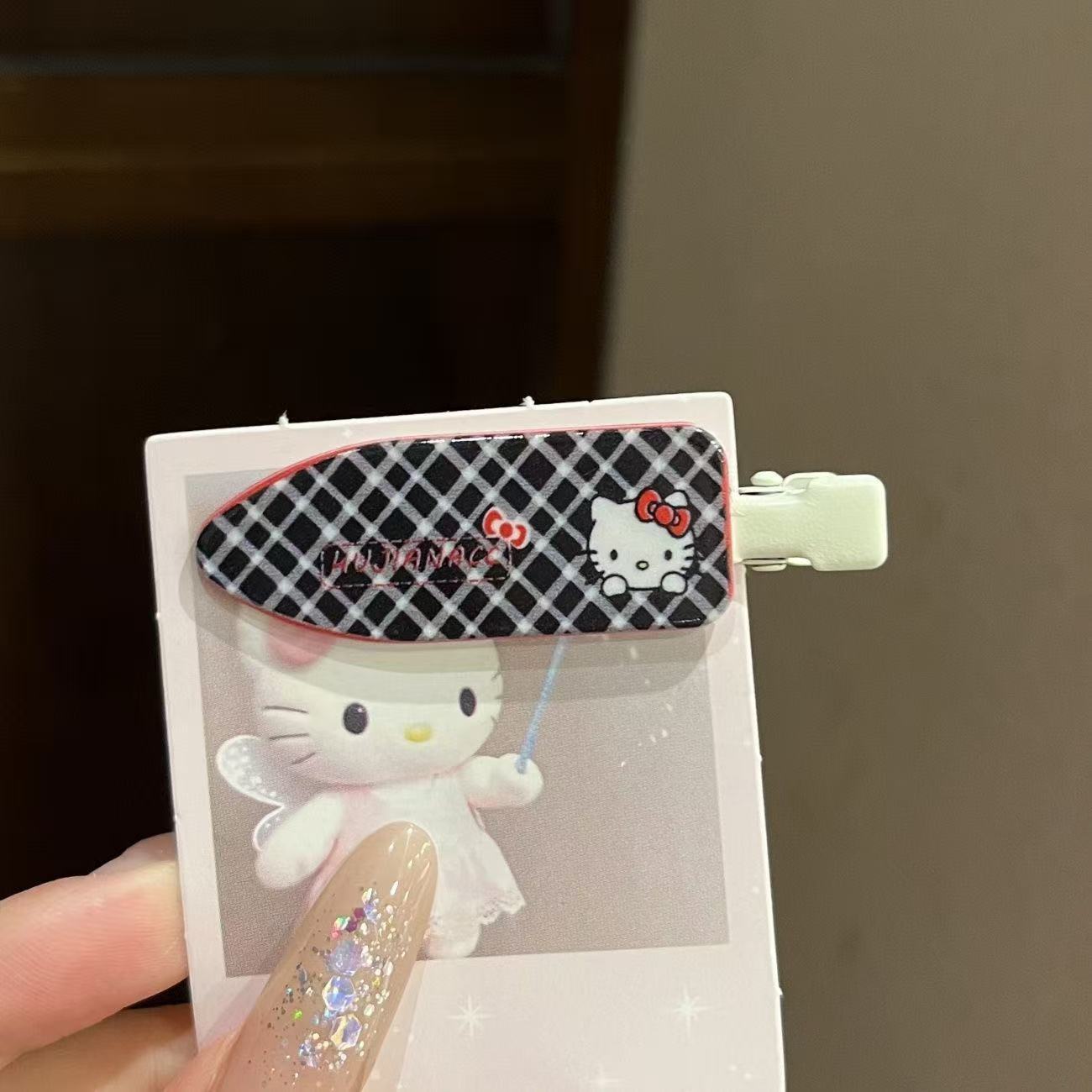 Sweet Cool Retro Grid Cat Hairpin sin rastros Clip lateral Clip dulce Clip de boca de pato Clip de cabello para niños toque de cabello