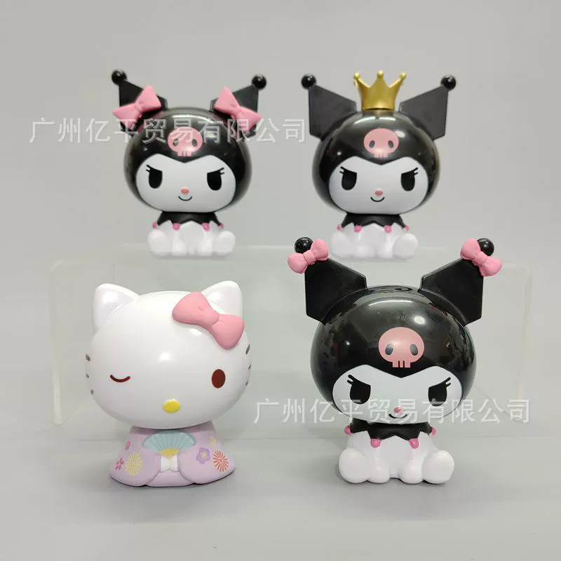 Фигурка-украшение Kuromi в японском стиле, бантик розовый, топпер для торта, кимоно и корона