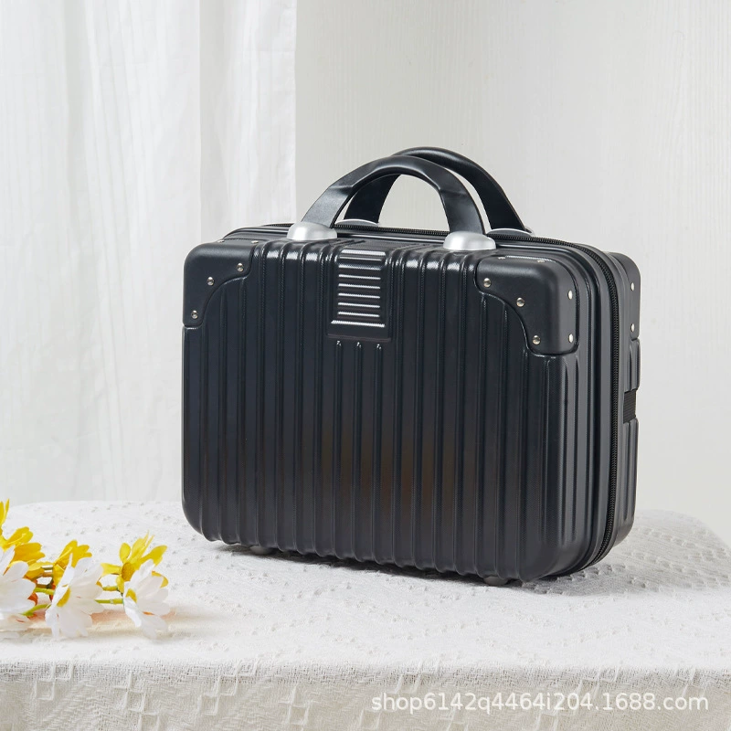 Handheld cosmetic storage box 14-inch suitcase, partitioned interior and portable handle