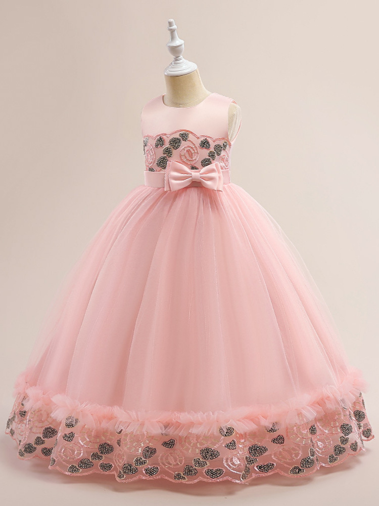 2024 nuevos niños vestido bordado vestido 61 coro rendimiento anfitrión piano rendimiento pettiskirt
