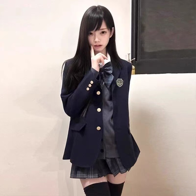 Shengyangao Suit JK Japanese Uniform Women's College Style Three-Button Original Grey Black Cyanotic Suit Coat Day