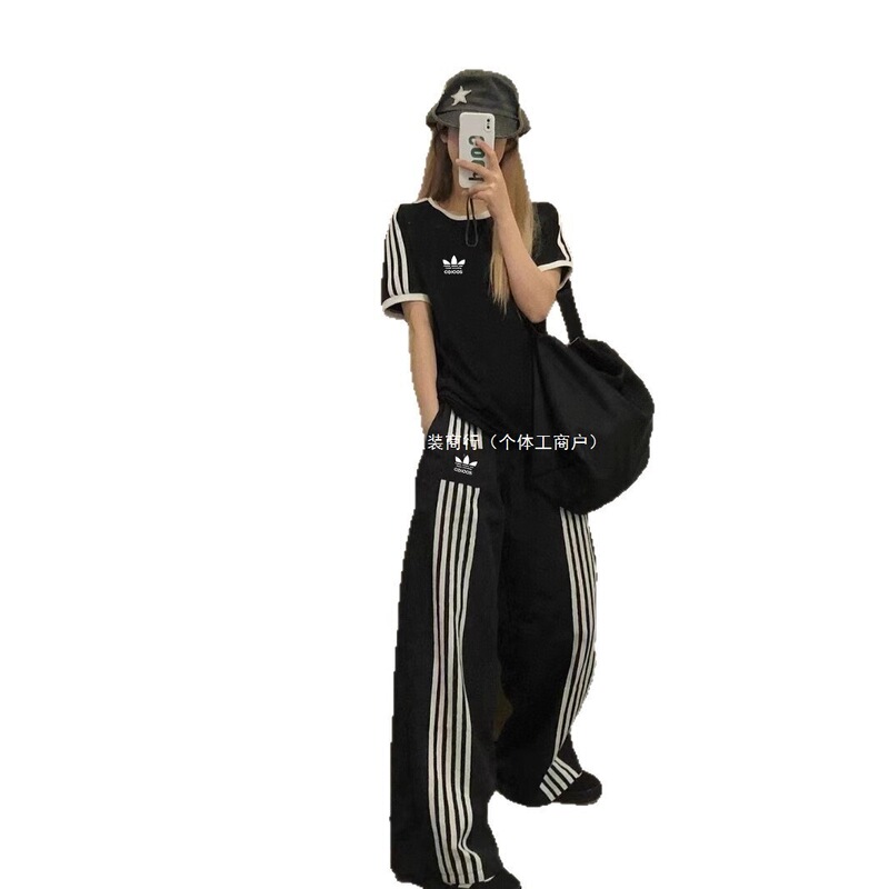三叶草爆款休闲宽松阔腿裤韩版夏季时尚白色百搭休闲裤子女3926|undefined