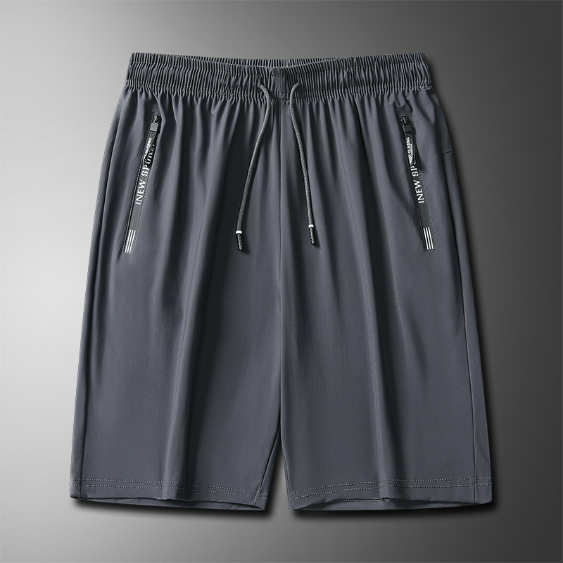 Pantalones cortos de talla grande M-8XL para hombre, pantalones deportivos holgados de verano de seda helada de cinco puntos, pantalones casuales delgados de talla grande para personas grandes y altas.