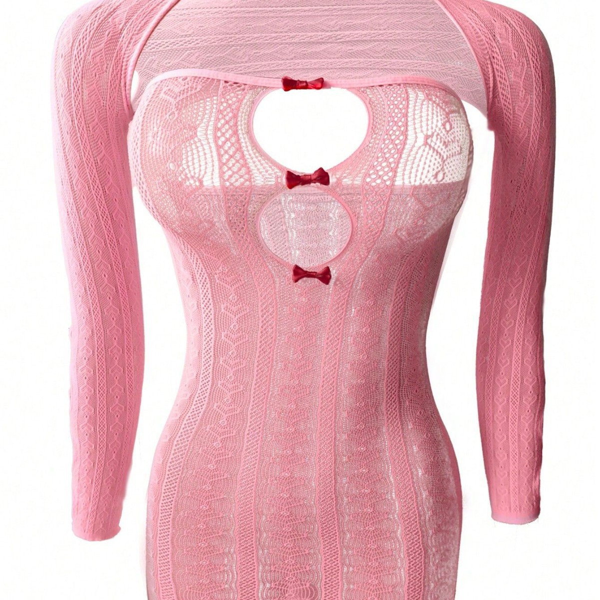 Body de Red Sexy Ajustado para Mujer de Nylon, con Estampado de Corazón, para Citas