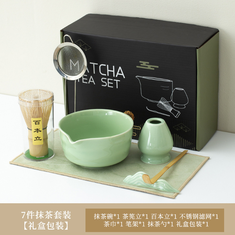 工場直販 陶器抹茶茶碗 抹茶セット 和風抹茶茶碗 注ぎ口付き茶筅 ヤオディアン バイベンリ茶筅|undefined
