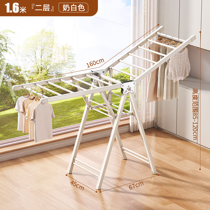 Percha de secado plegable sin instalación, piso al suelo, dormitorio, balcón ajustable, percha de secado interior y exterior, varilla de secado para bebés