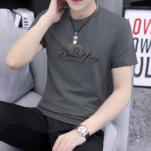 Men's European Station Fashion Summer New Trend Brand Men's Letter Print Short Sleeve Wholesale Slim Fit T-Shirt European Style Trend